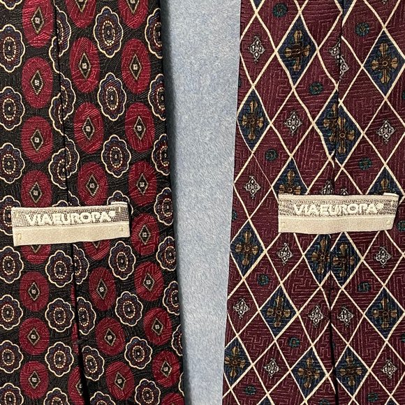 2 Via Europa 100% Silk Used Neckties. Made in the USA. - Picture 2 of 3